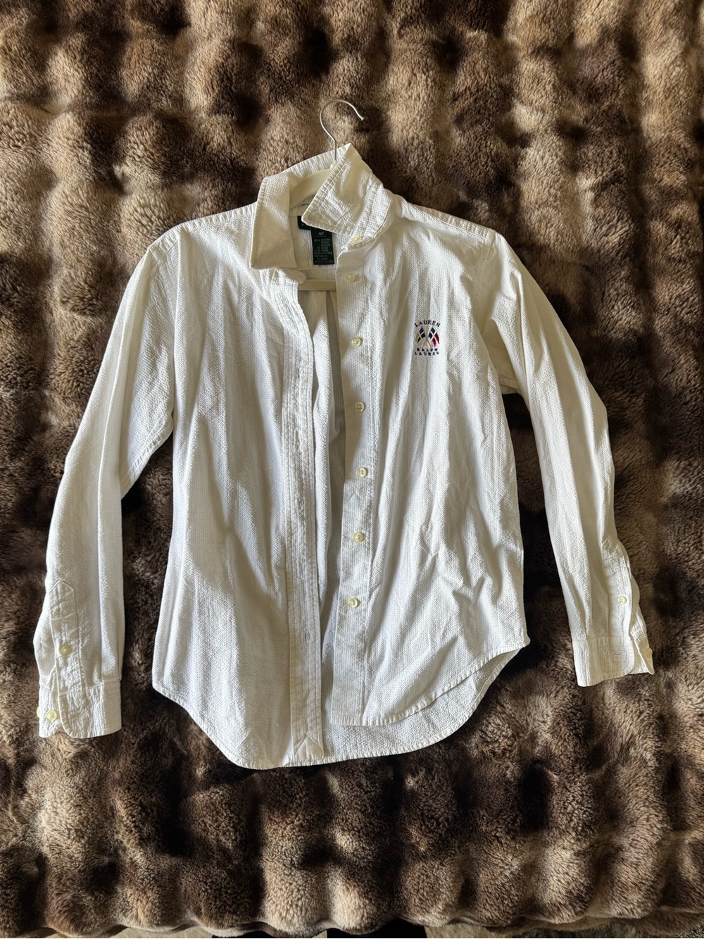 Polo by Ralph Lauren White Button-Down Shirt with Small Embroidered Crest